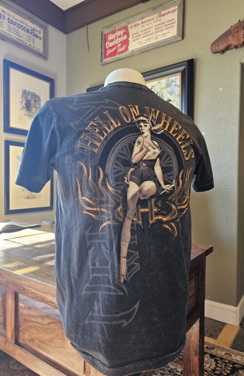 'HELL ON WHEELS' Short Sleeve T-shirt | Stonewashed Black