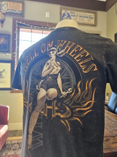 'HELL ON WHEELS' Short Sleeve T-shirt | Stonewashed Black - Image 4