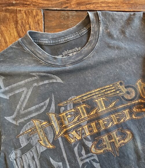 'HELL ON WHEELS' Short Sleeve T-shirt | Stonewashed Black - Image 5